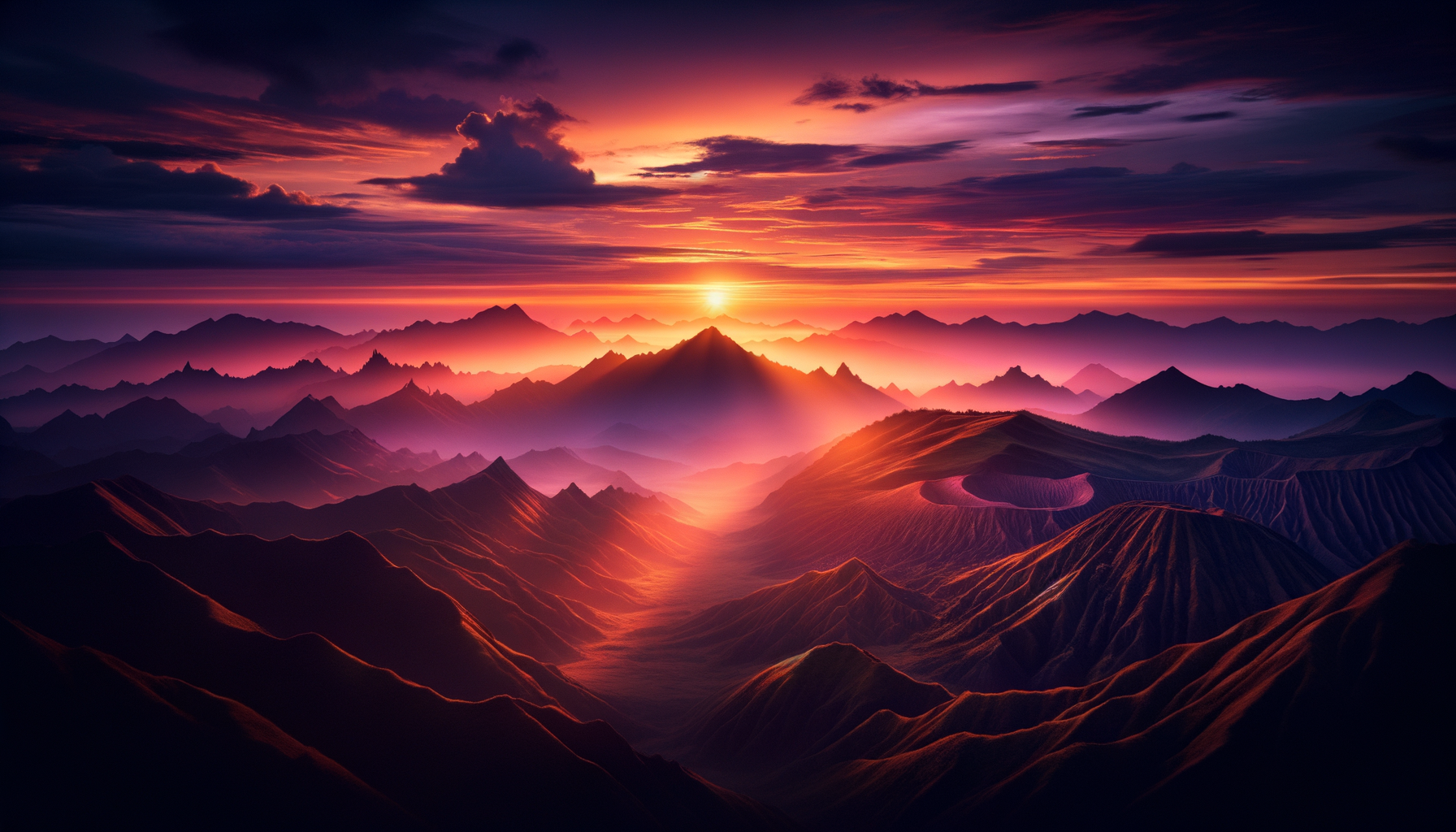 Sunset Over Mountains