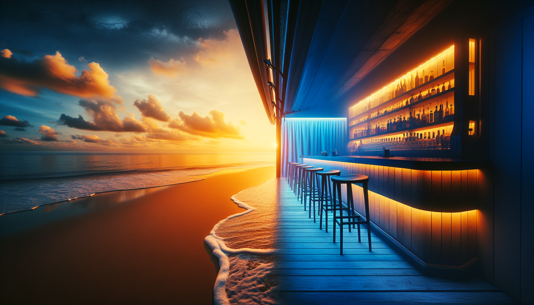 Liminal threshold at sunset