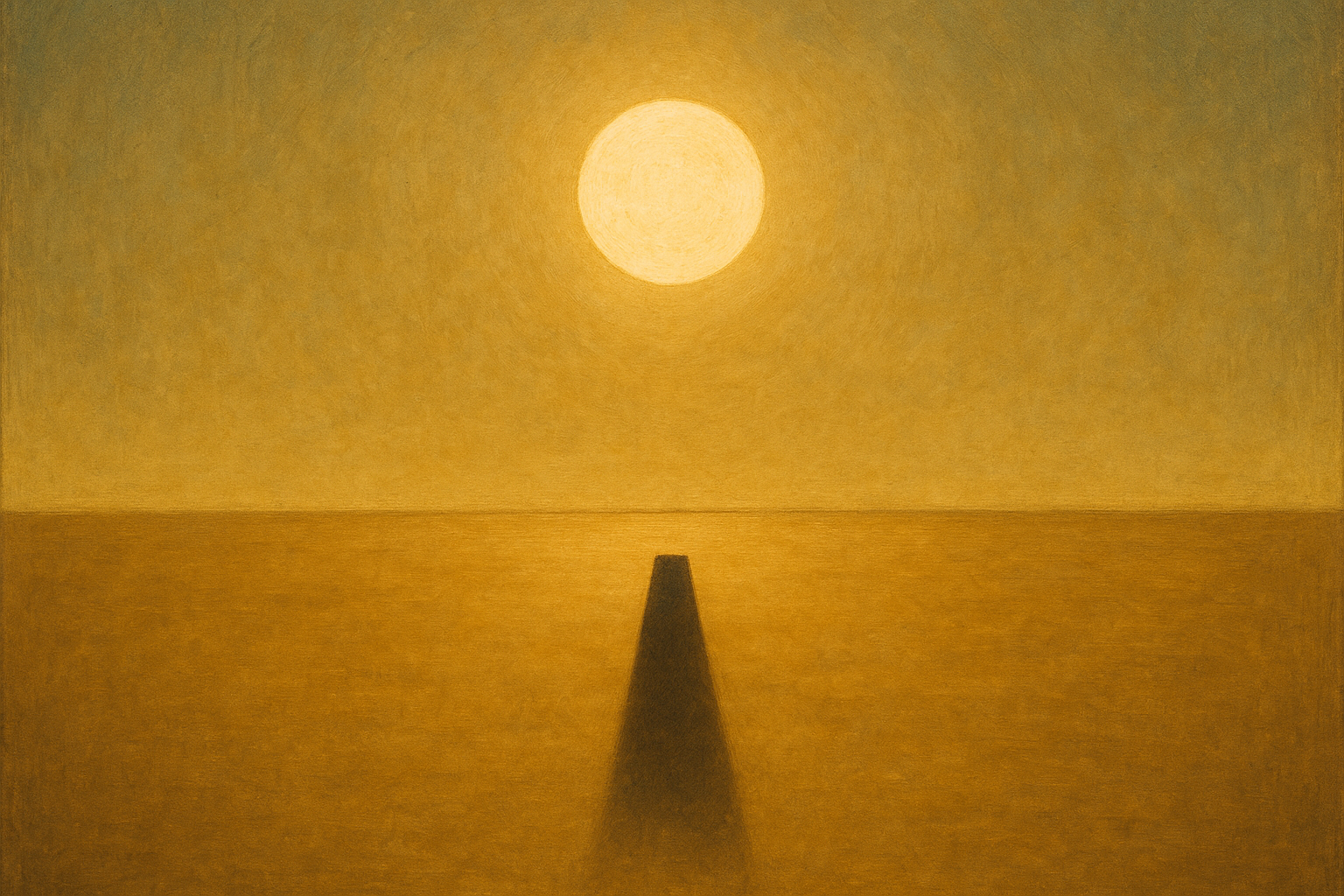 Sun at zenith casting minimal shadows